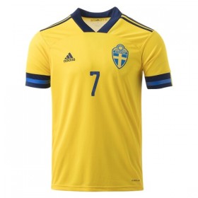Billiga Fotbollströjor Sverige Sebastian Larsson 7 Hjemma tröja EM 2020 Kortärmad